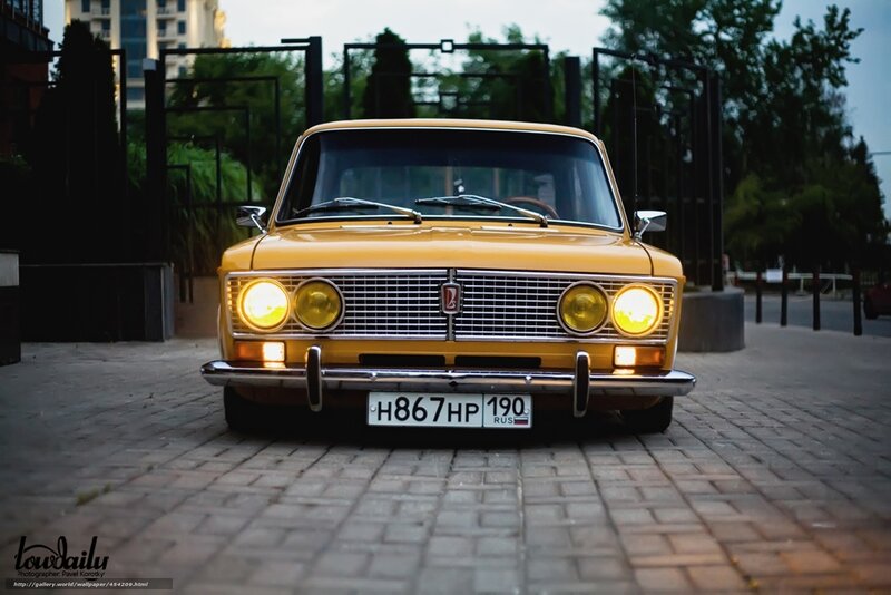 Yellow Vintage Car — Dramatic, Sunset, Photograph, License Plate