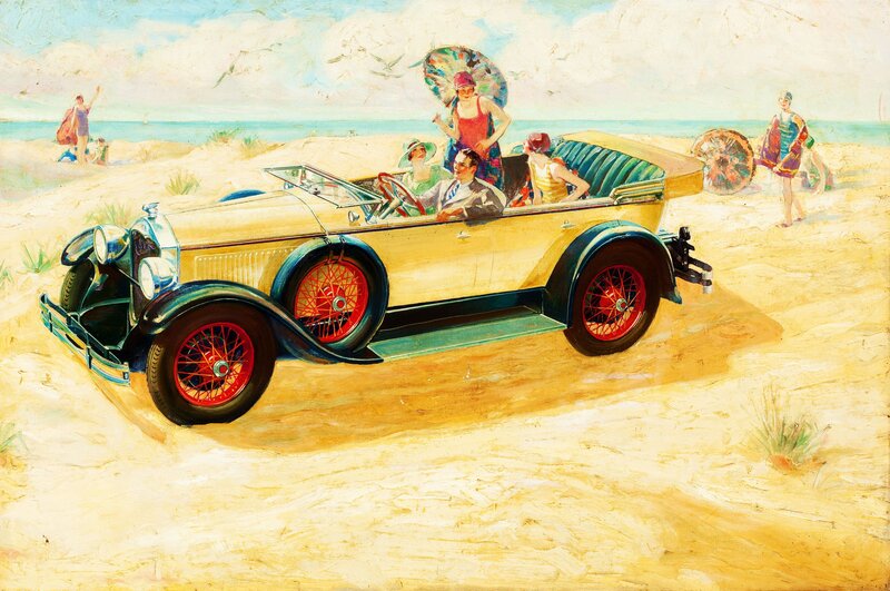 Yellow Vintage Car on Beach — Relaxed