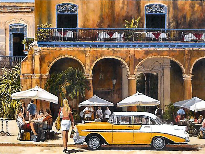 Yellow Vintage Car on Street — Lively