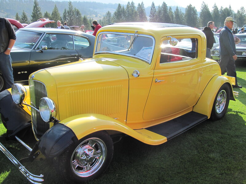 Yellow Vintage Car — Outdoor, Afternoon, Photograph, Car Show, People