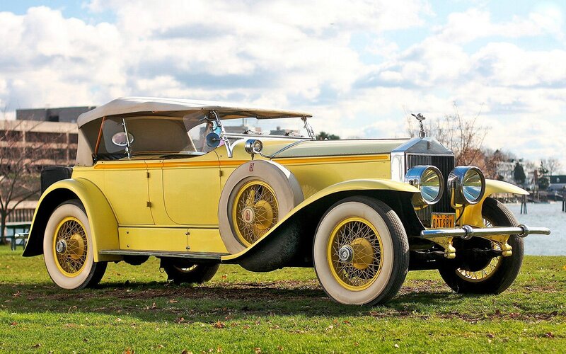 Yellow Vintage Car — Serene, Afternoon, Photograph, Grass, Water