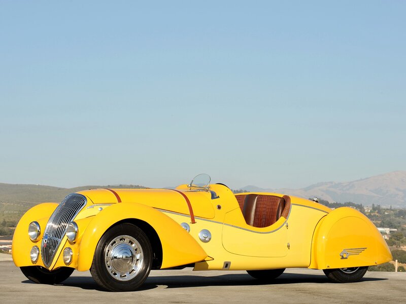 Yellow Vintage Car — Serene, Afternoon, Photograph, Mountains, Sky