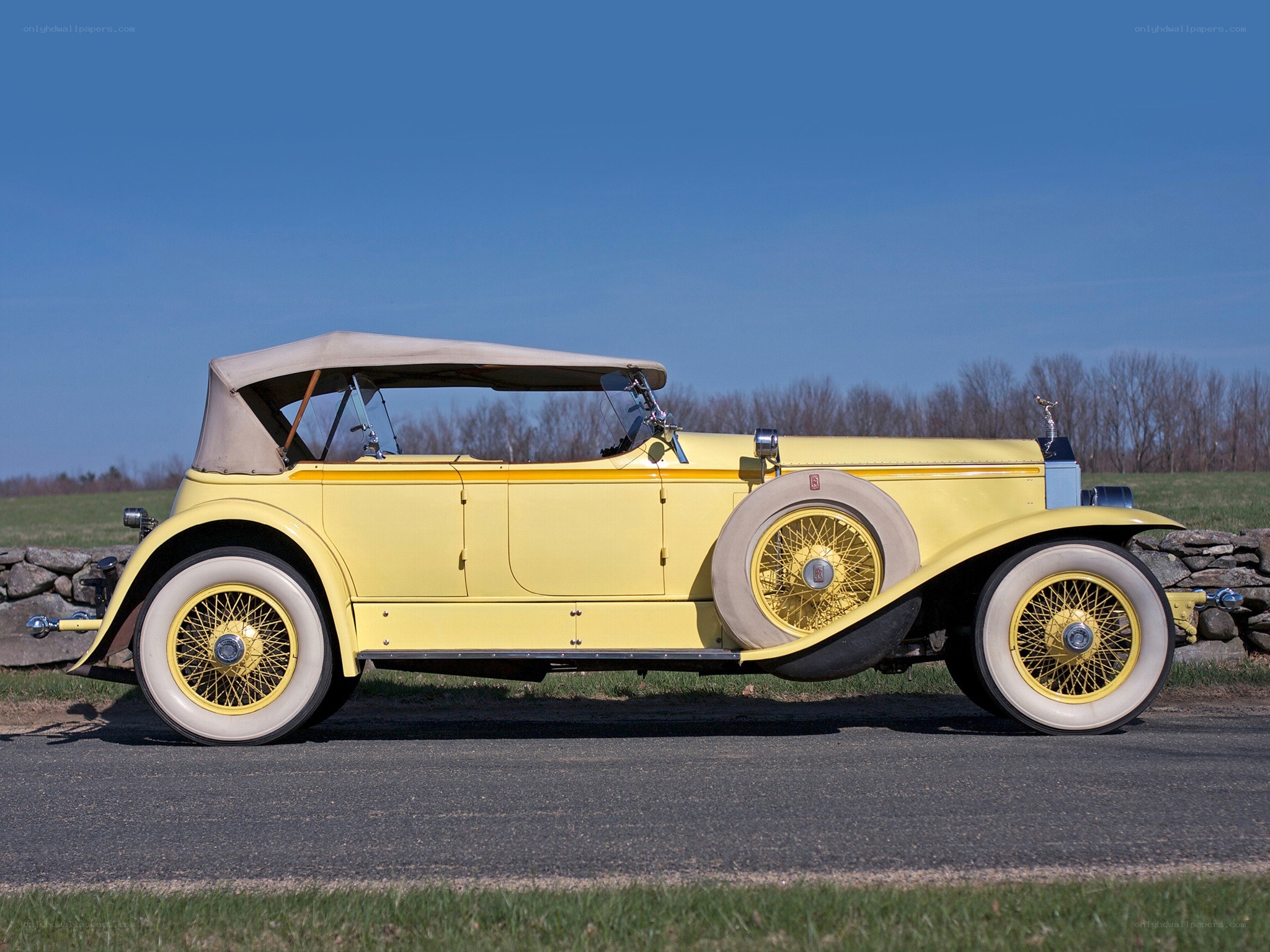 yellow vintage convertible car