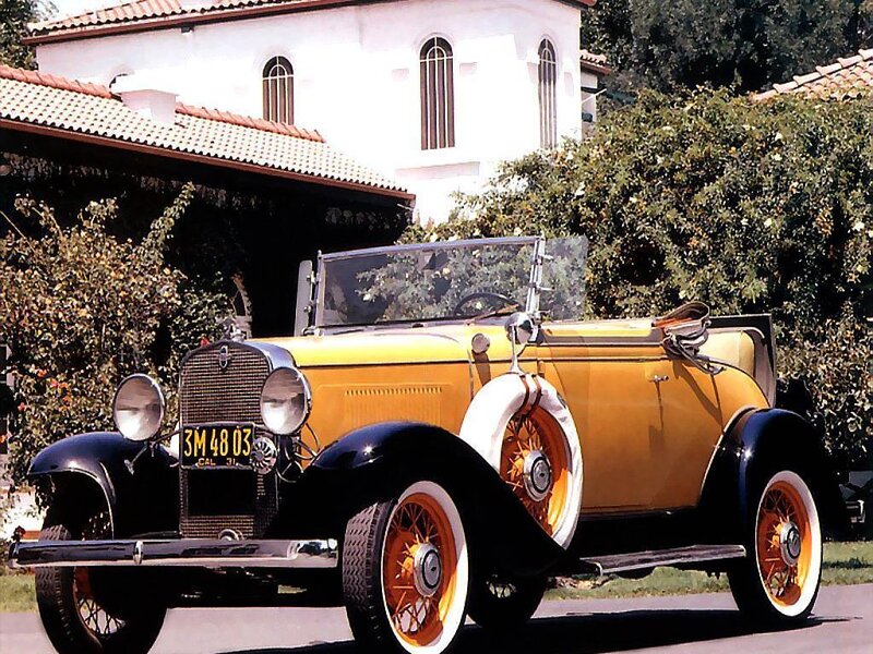 Yellow vintage convertible car