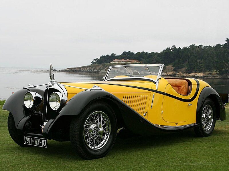 Yellow vintage convertible car
