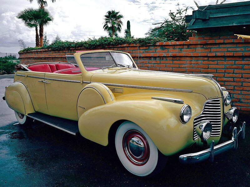 Yellow vintage convertible car