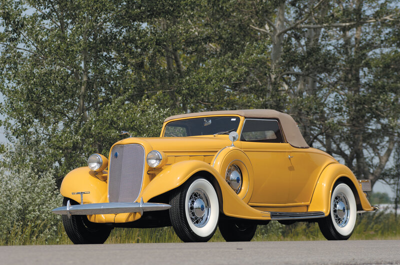Yellow vintage convertible car