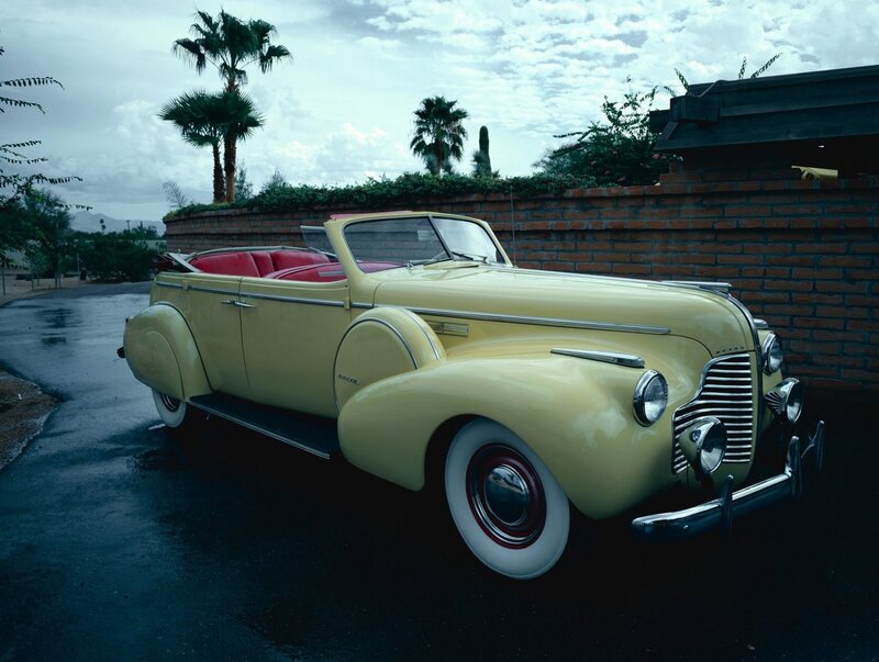 Yellow Vintage Convertible — Dramatic, Afternoon