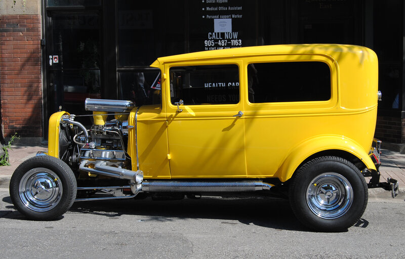 Yellow Vintage Hot Rod — Bright