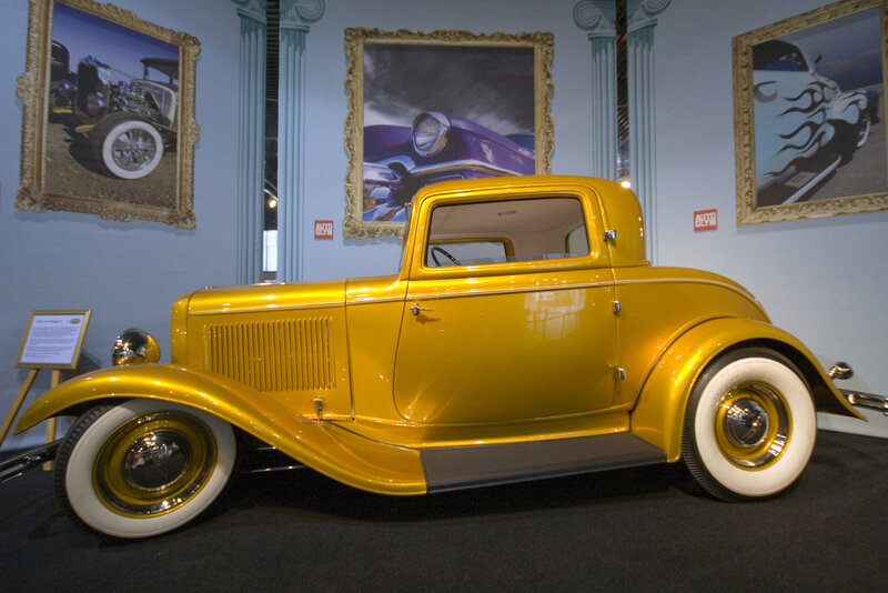 Yellow vintage hot rod car