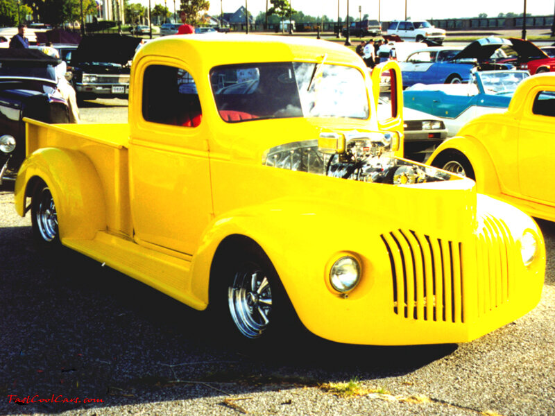 Yellow vintage pickup truck