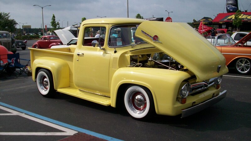 Yellow Vintage Pickup Truck — Outdoor, Afternoon, Photograph, Car Show