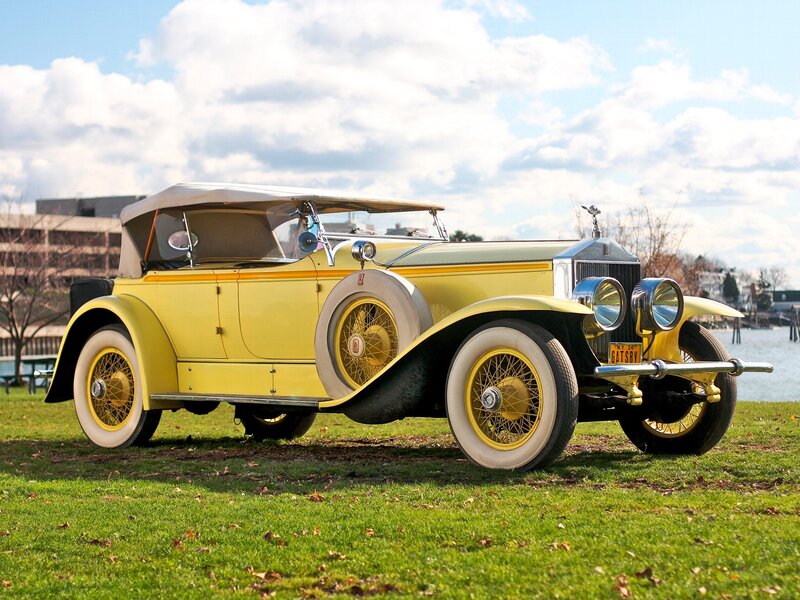 Yellow vintage Rolls-Royce car