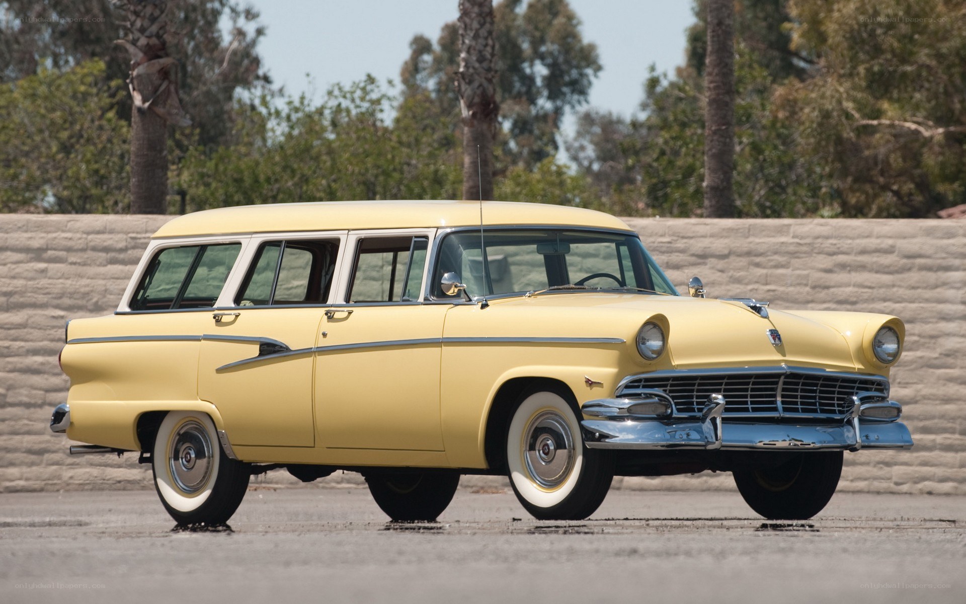 Yellow vintage station wagon