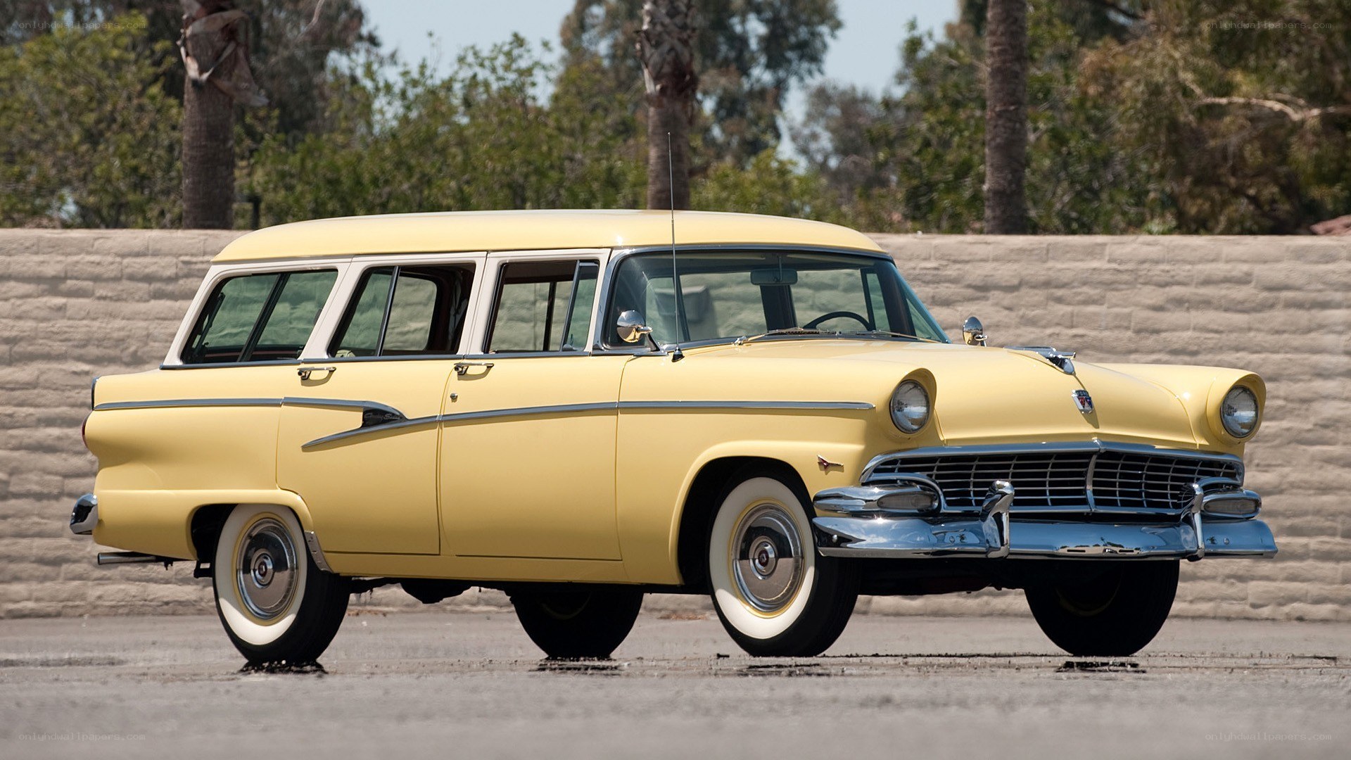 Yellow vintage station wagon