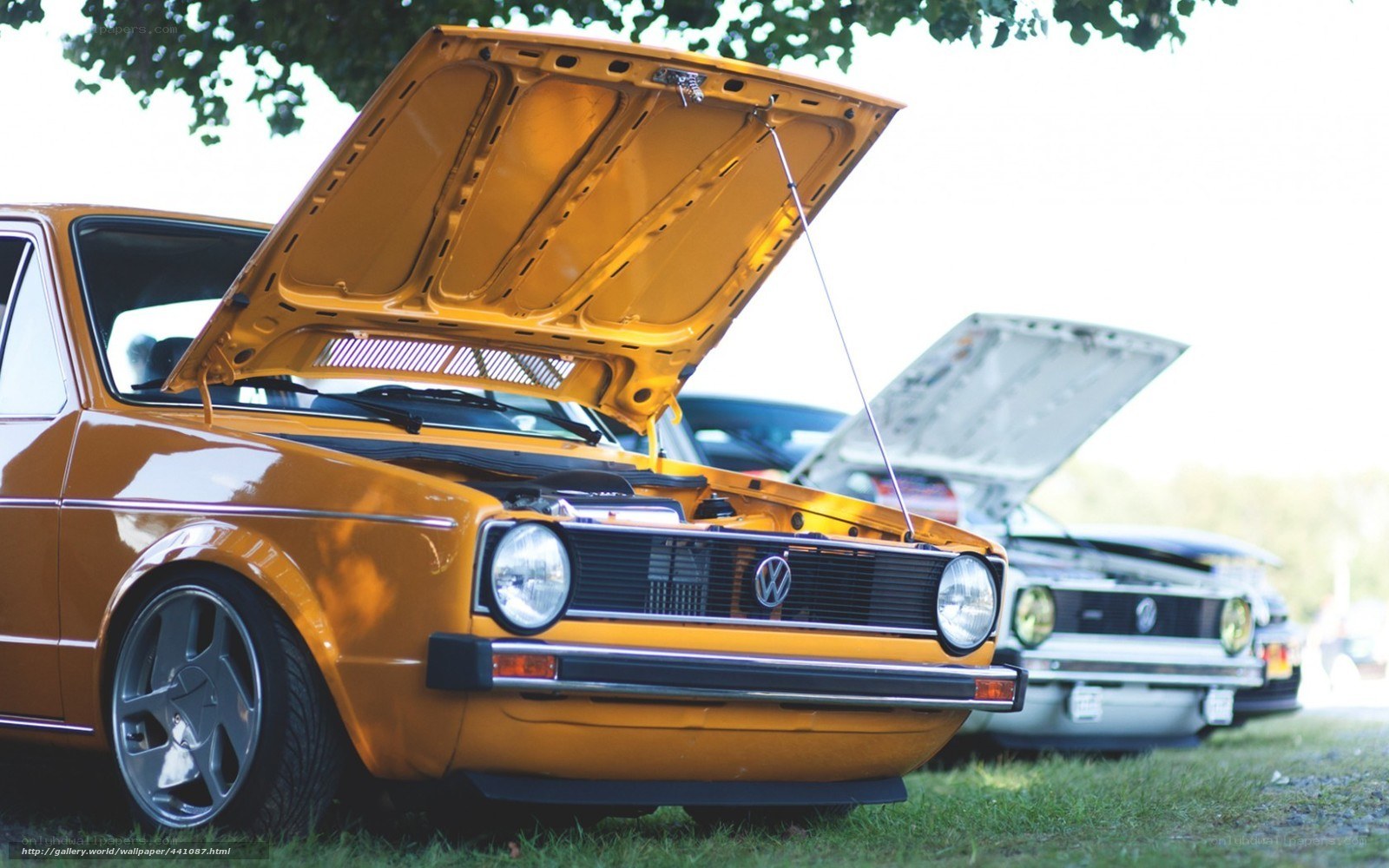 Yellow Volkswagen at car show