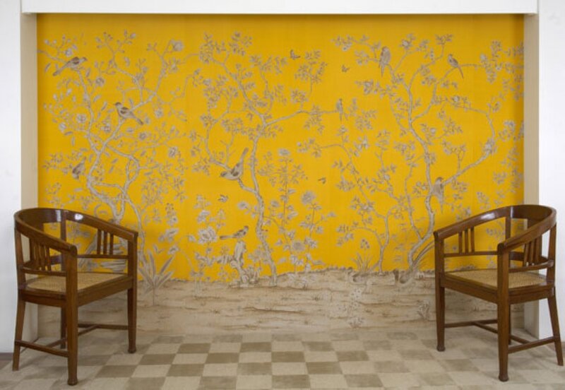Yellow Wallpaper with Birds