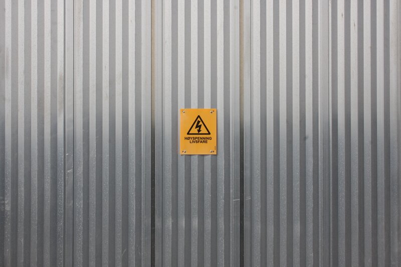 Yellow Warning Sign — Gray