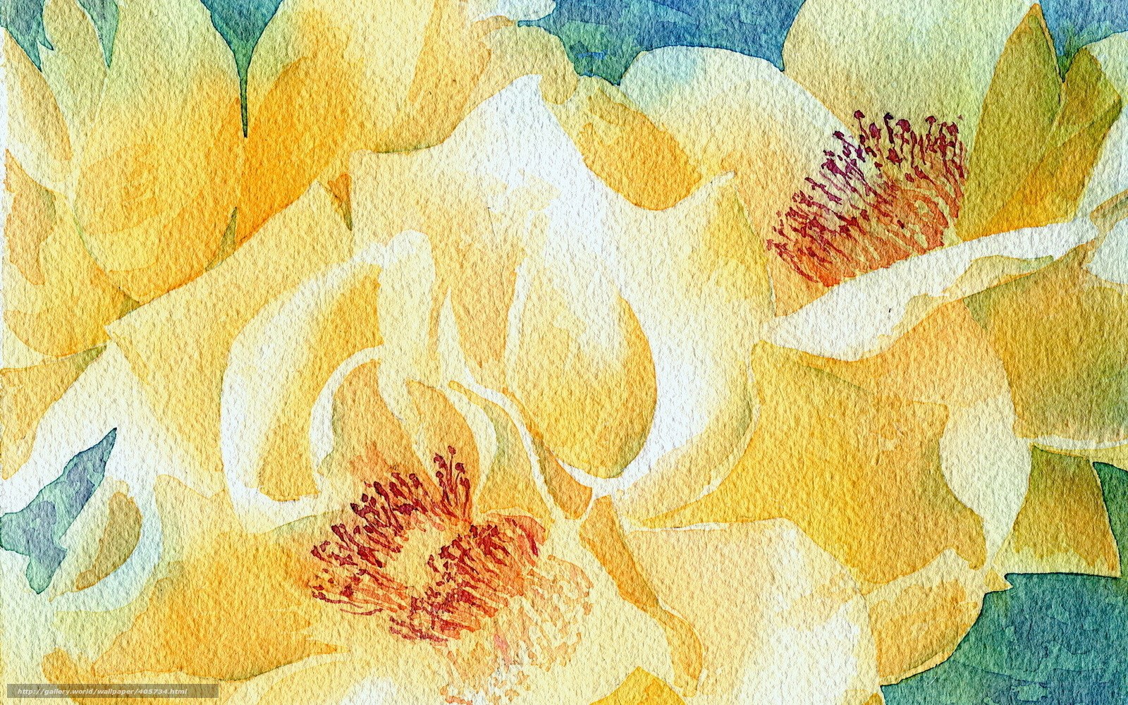Yellow watercolor flowers