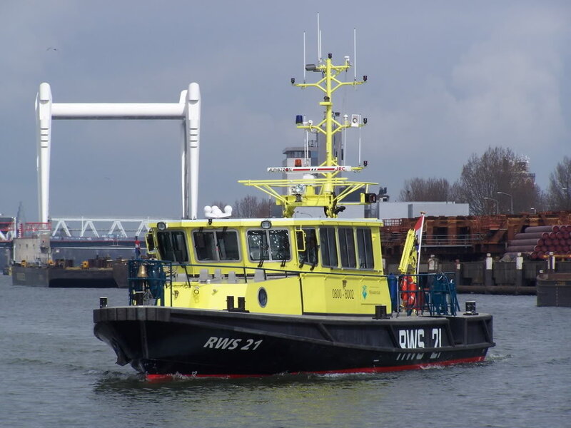 Yellow Workboat on Water — Industrial