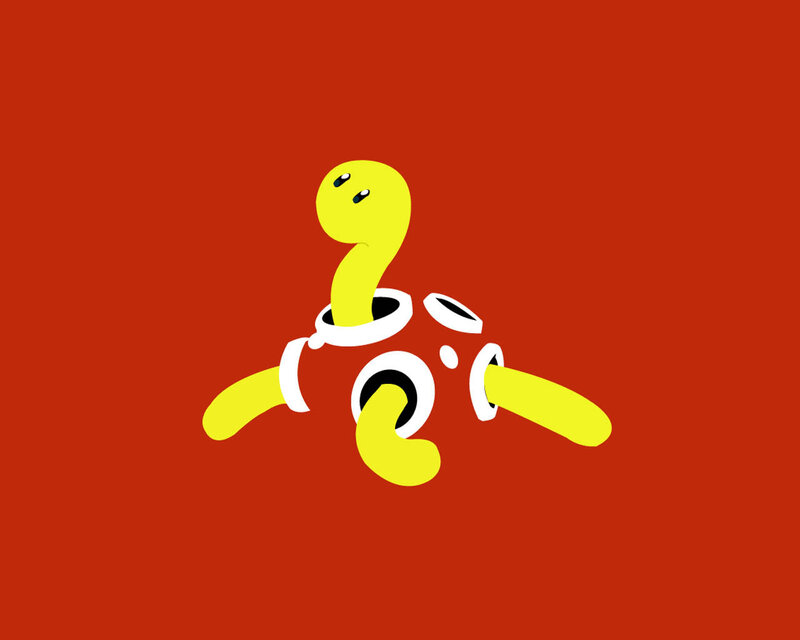Yellow Worm Character — Red