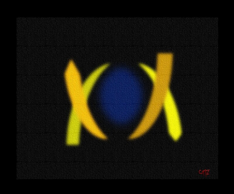 Yellow X on Blue Circle