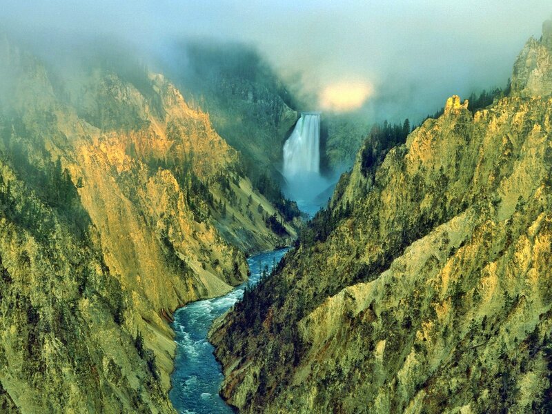 Yellows tone waterfall canyon