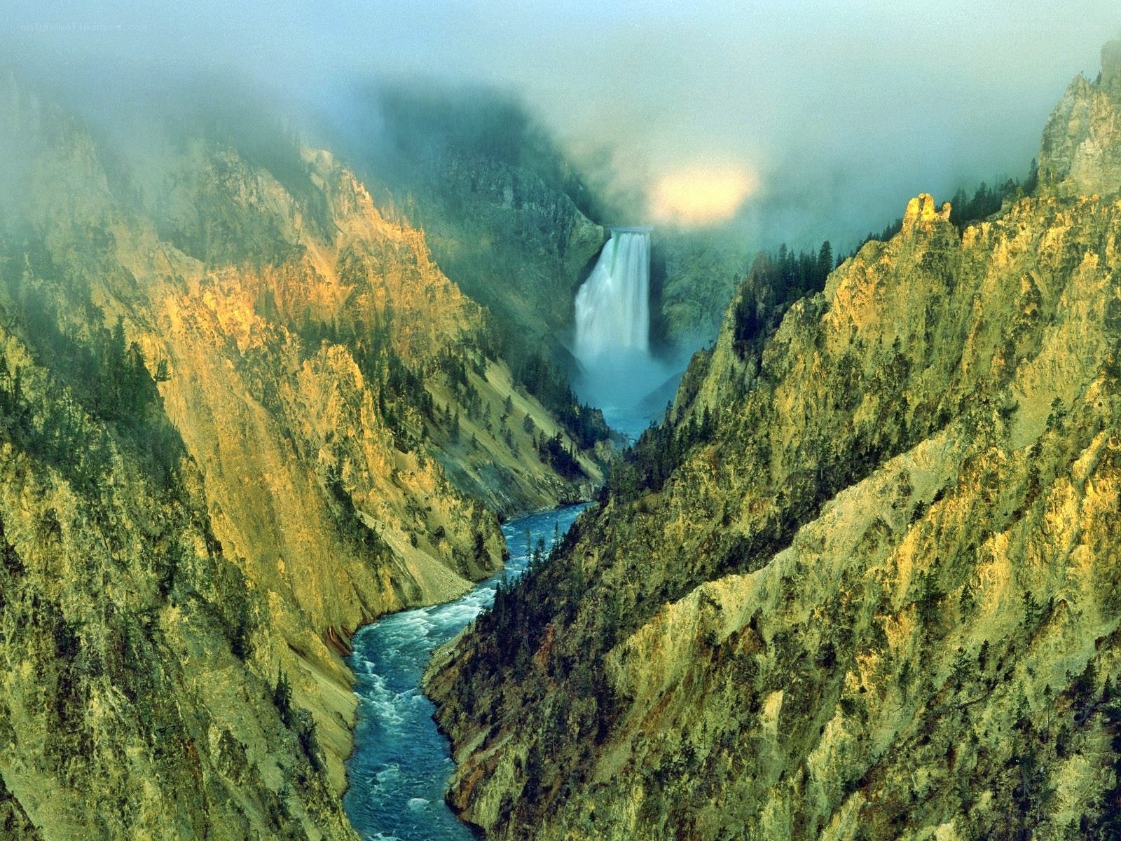 Yellows tone waterfall canyon