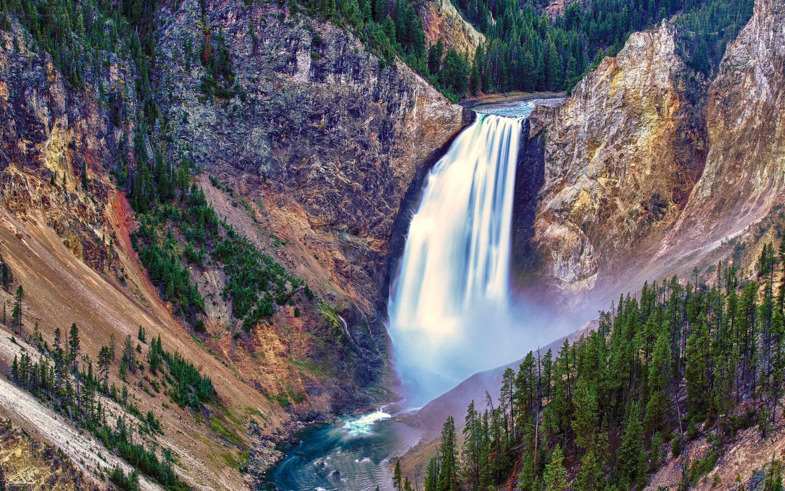 Yellowstone Falls in a Canyon