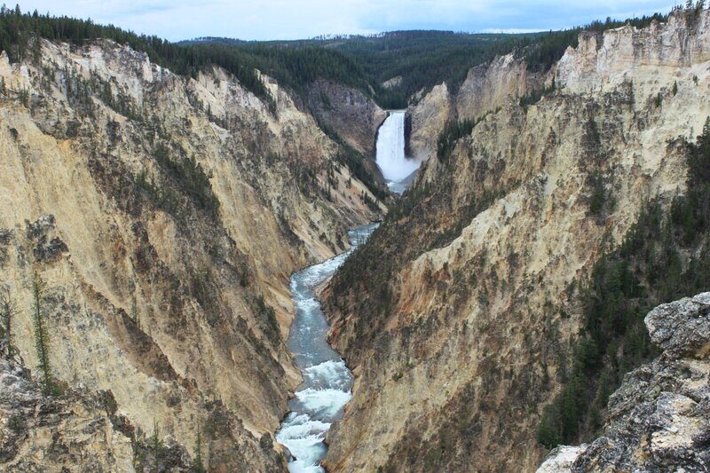 Yellowstone River Canyon — Brown, Dramatic, Afternoon, Photograph, Waterfall