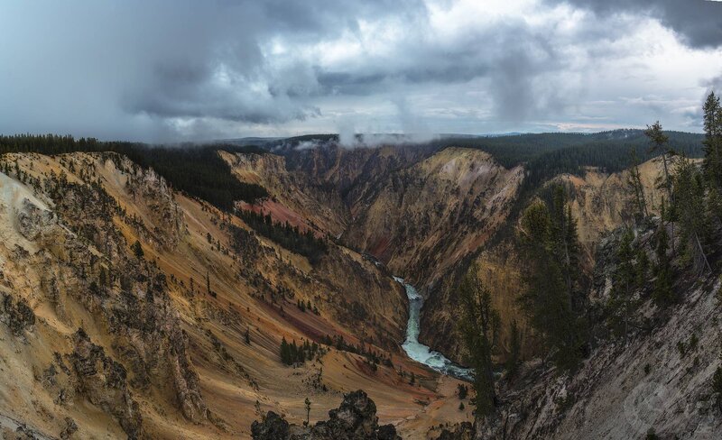 Yellowstone River Canyon — Brown, Dramatic, Photograph
