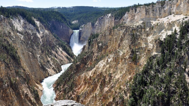 Yellowstone River Waterfall — Brown, Dramatic, Afternoon, Photograph