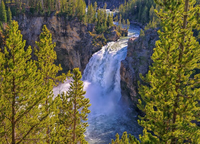 Yellowstone River Waterfall — Green