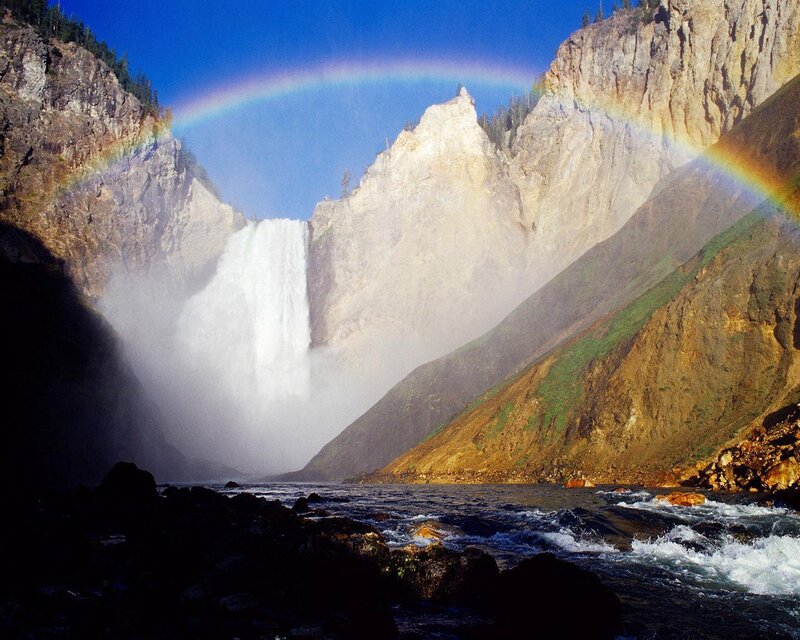 Yellowstone Waterfall — Blue, Dramatic