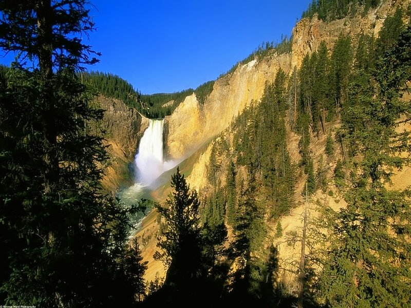Yellowstone Waterfall — Blue