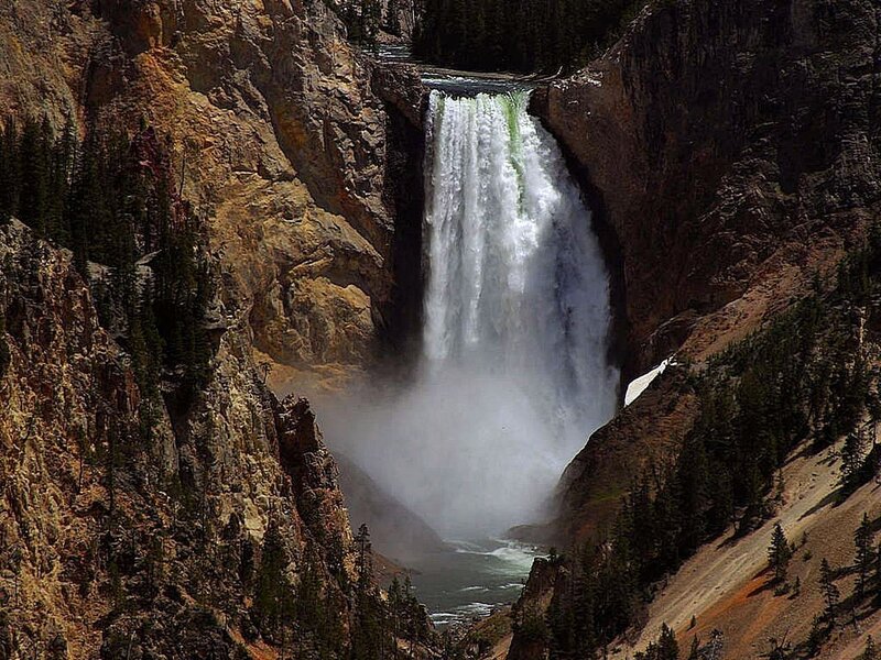 Yellowstone Waterfall — Brown, Dramatic, Afternoon