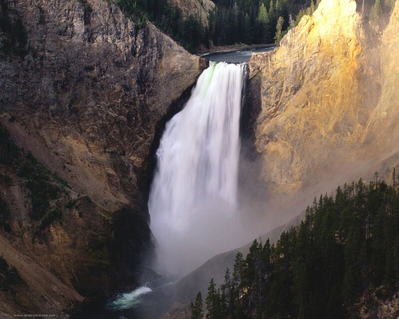 Yellowstone Waterfall — Brown, Dramatic