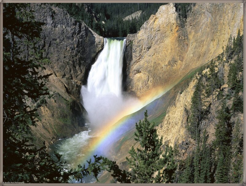Yellowstone Waterfall — Green, Dramatic