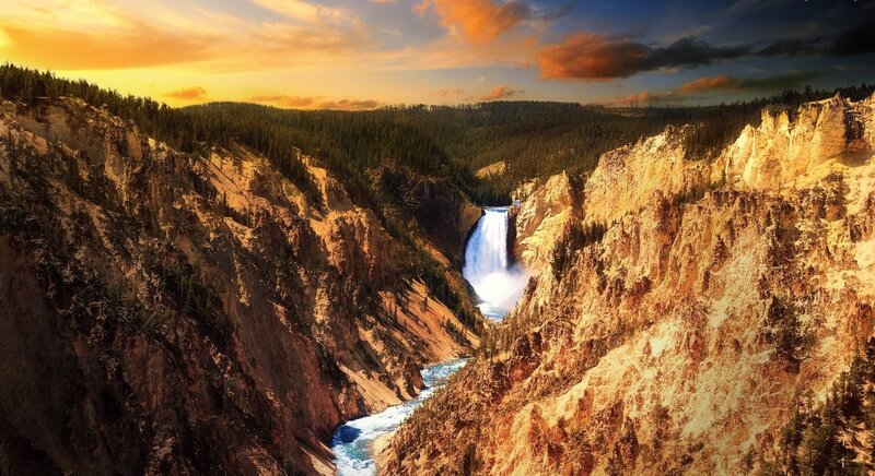 Yellowstone Waterfall — Orange