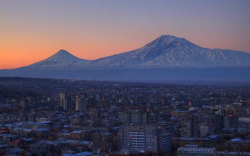 Yerevan and Mount Ararat at sunset