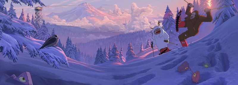 Yeti and Bigfoot Skiing — Purple
