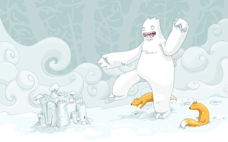 Yeti in snowy landscape