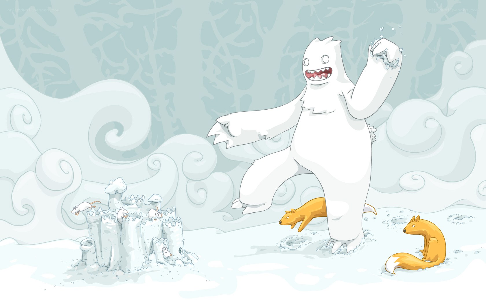 Yeti in snowy landscape