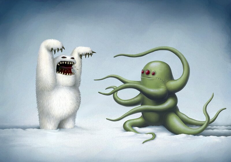 Yeti vs green octopus