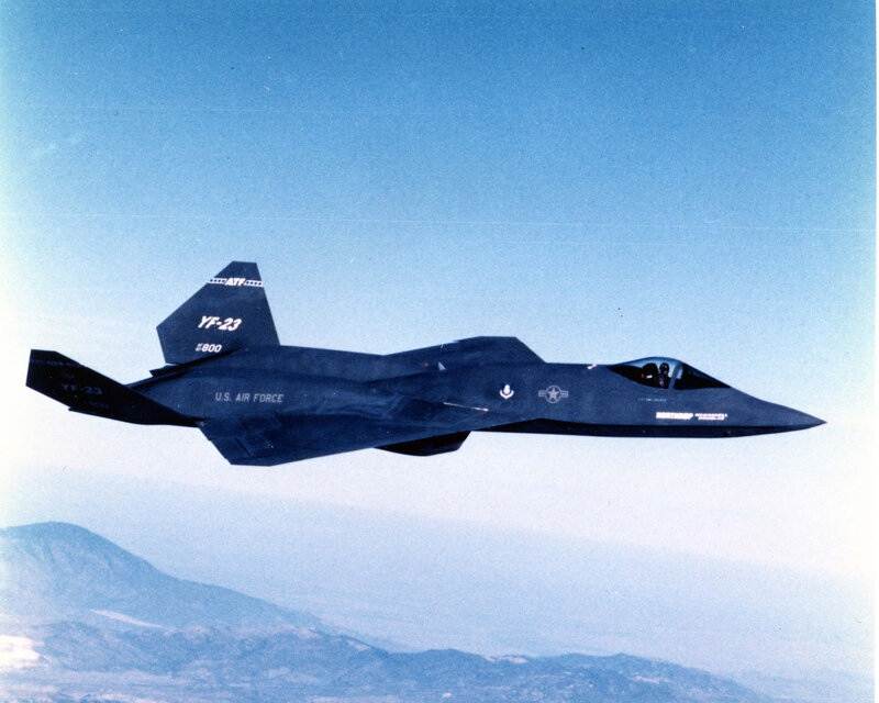 YF-23 stealth fighter in flight