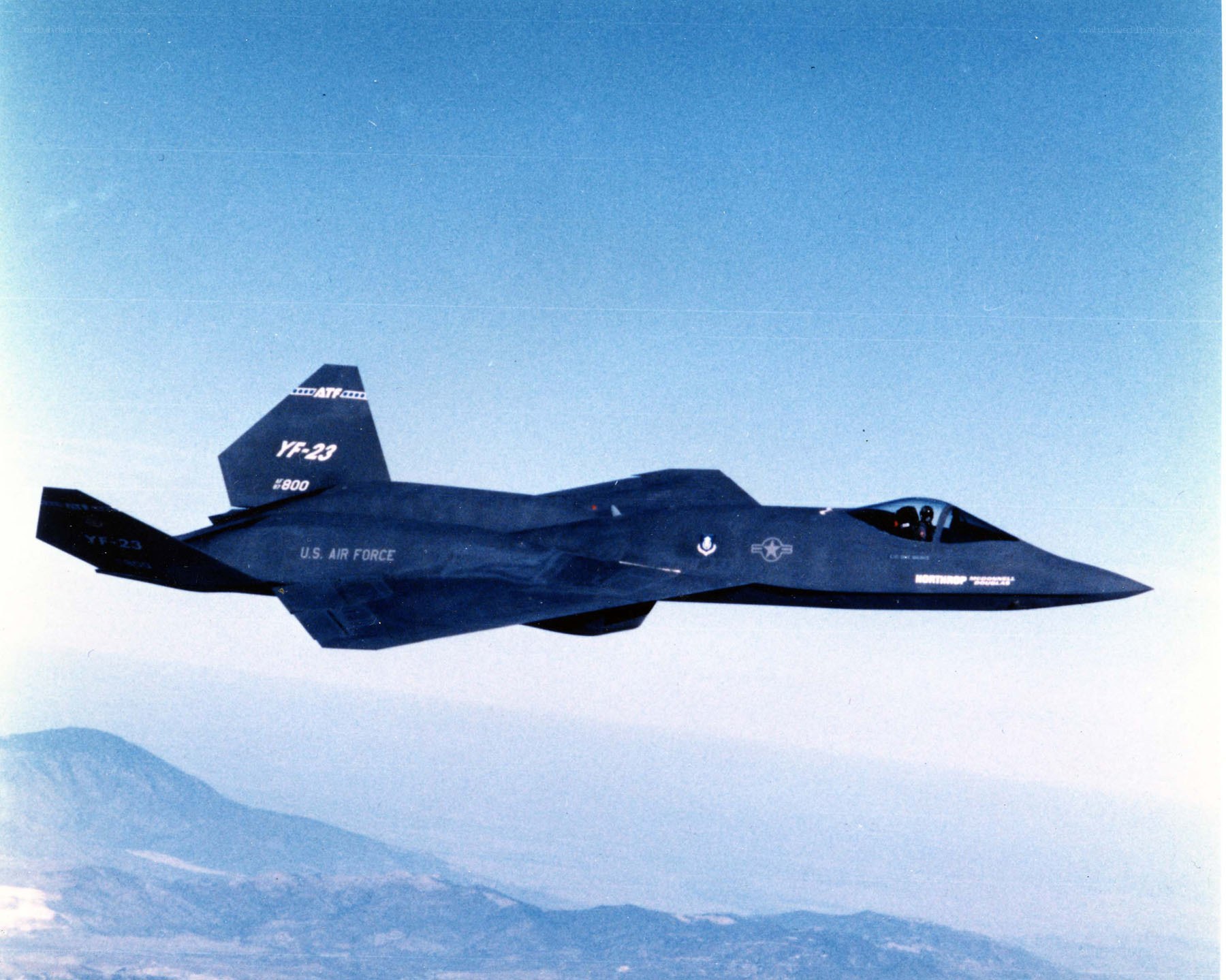 YF-23 stealth fighter in flight