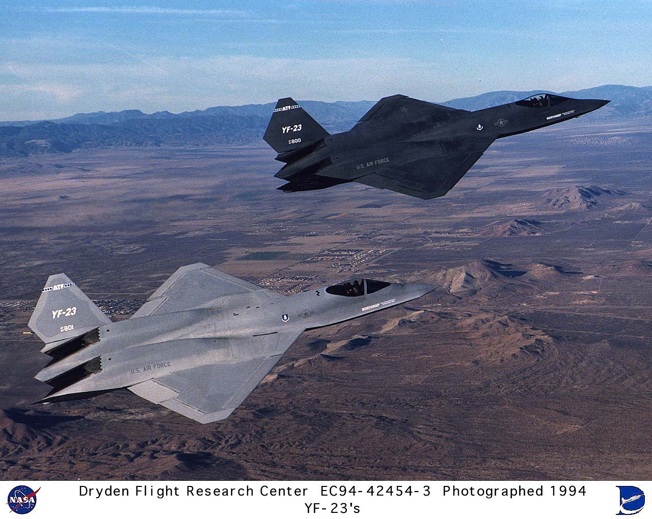 YF-23 stealth fighters in flight