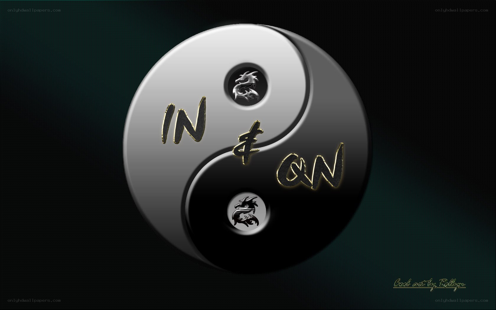 Yin and yang with dragons