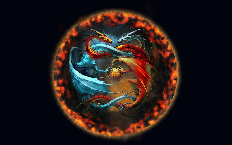 yin-yang dragons with orb