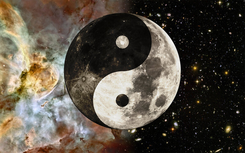 Yin-yang moon in space